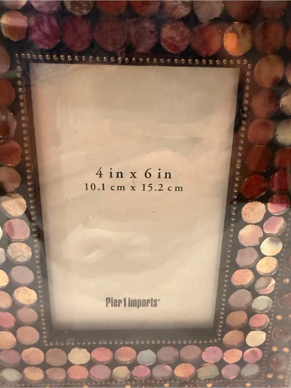 Pier 1 Imports Mosaic 4x6 Picture Frame Amber Copper Beaded Boho NIP